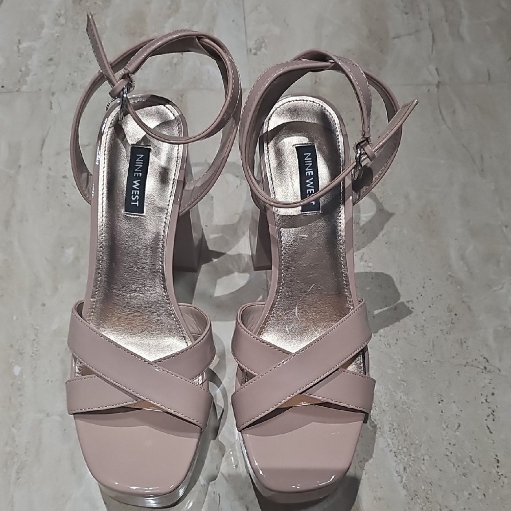 NWOT Nine West Nude Strappy Heels